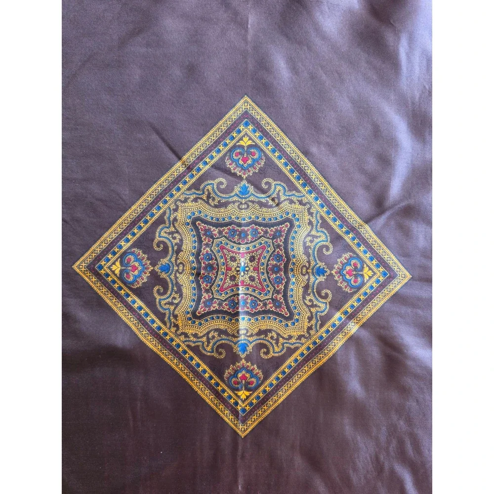 DIOR VTG Art to Wear Dophamine Geometric Silk Chocolate Brown Square Scarf